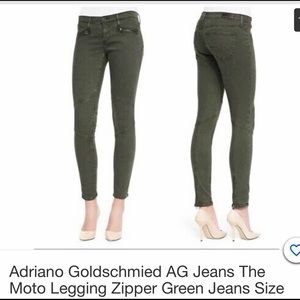 Adriano Goodscmid green moto jeggings. Bin A9